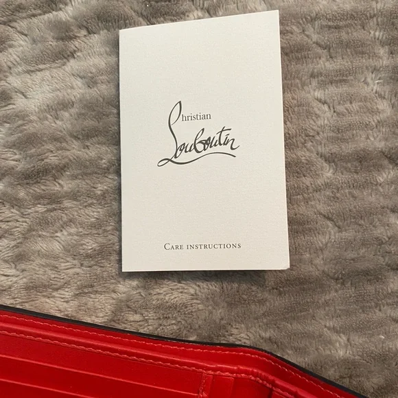 Christian Louboutin Metallic Red Studded Bifold Wallet